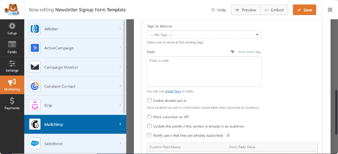 ایجاد فرم اشتراک Mailchimp در وردپرس