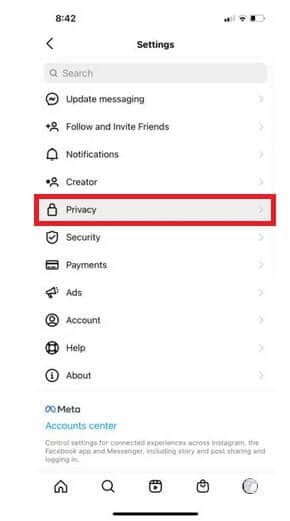 استفاده از گزینه Privacy برای مخفی کردن لایک ها در اینستاگرام