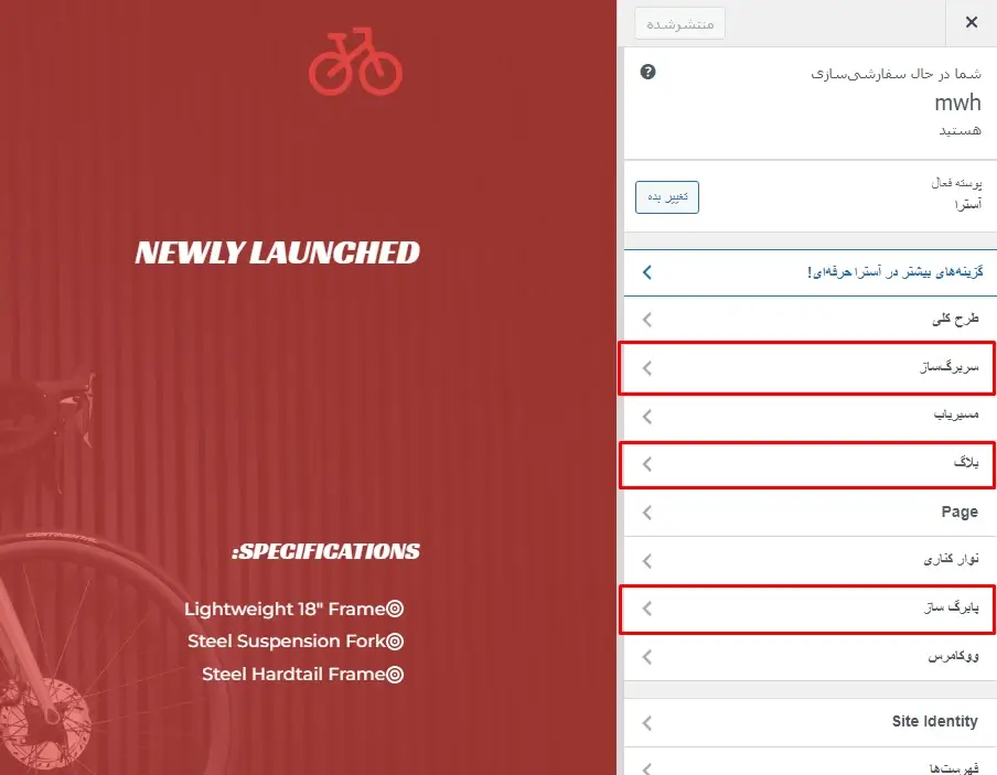سفارشی سازی بخش های مختلف قالب برای راه اندازی سایت جدید با وردپرس