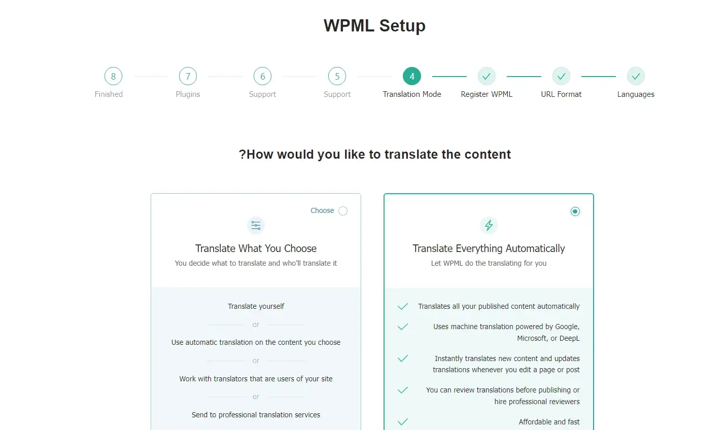 با استفاده از افزونه WPML می توانید ترجمه خودکار به زبان های مختلف انجام دهید