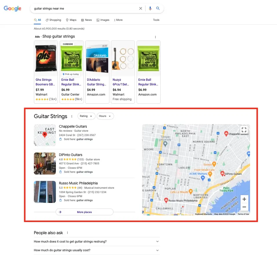 هدف جستجوی محلی در تحلیل SERP