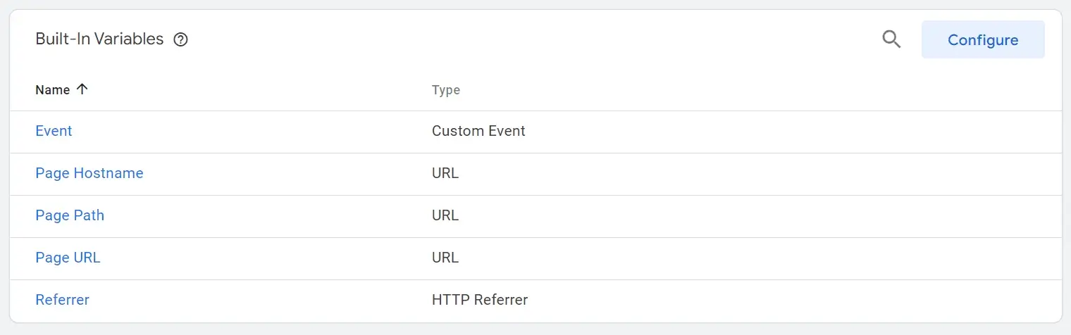 انواع متغیر در Google Tag Manager