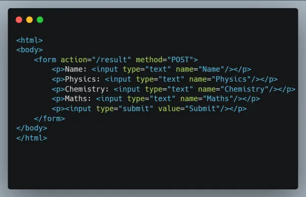 فایل HTML برای ارسال داده‌های فرم به سرور در فریم ورک فلسک
