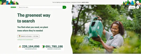 موتورهای جستجوی سازگار با محیط زیست: Ecosia