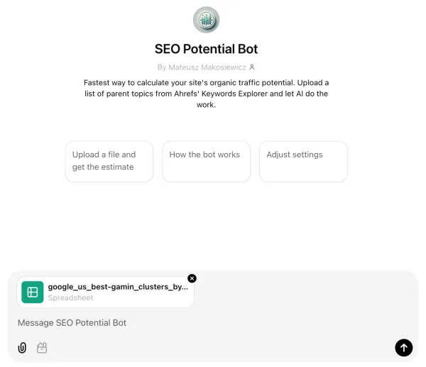 آپلود فایل در ربات SEO Potential