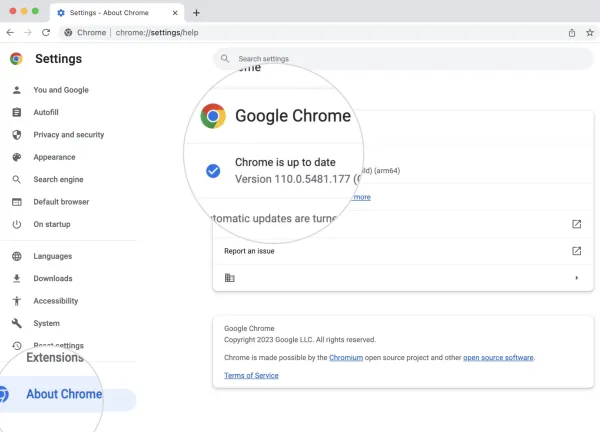 بروزرسانی Chrome جهت رفع خطای DNS در مرورگر