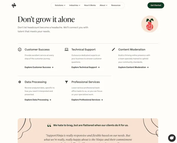 طراحی لندینگ پیج شرکت SupportNinja