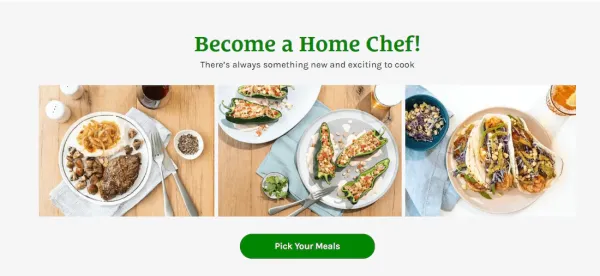 نمونه طراحی صفحه فرود شرکت Home Chef