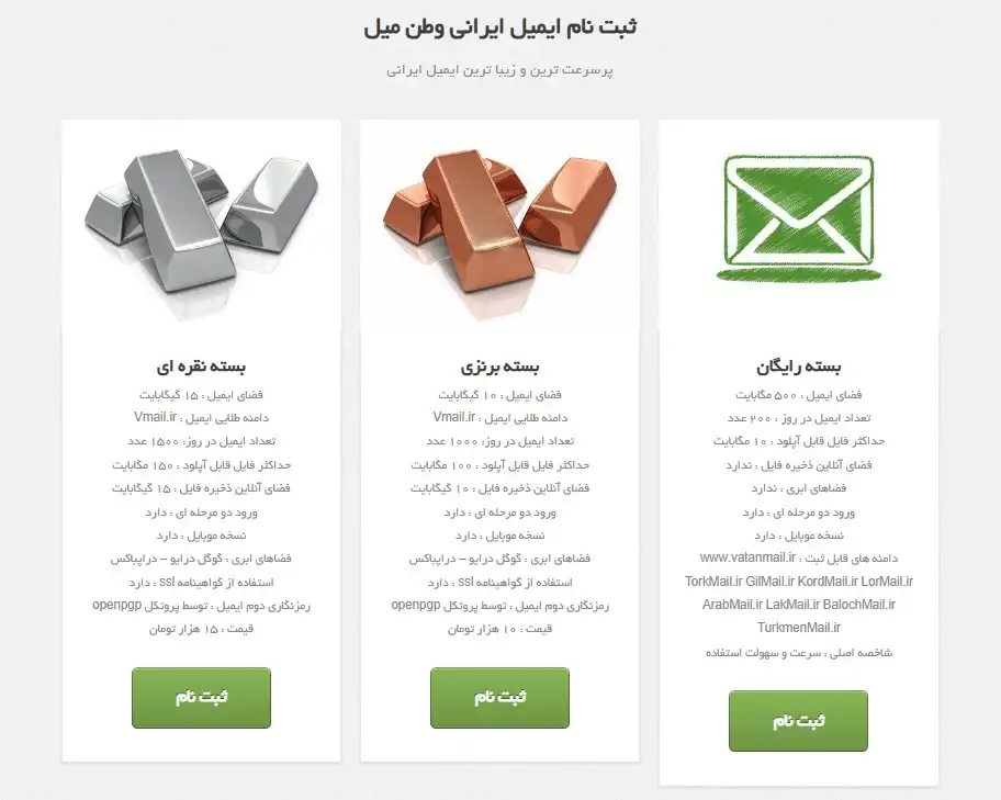 مزایای سرویس دهندگان ایمیل ایرانی