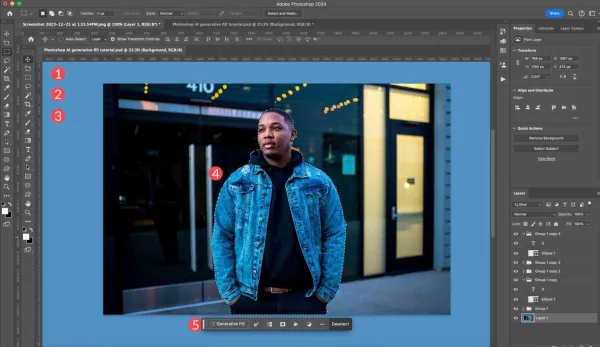 انتخاب سوژه با Generative Fill فتوشاپ
