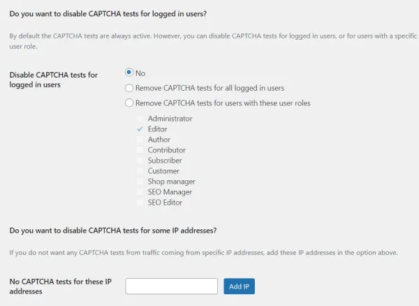 تنظیمات خاص افزونه CAPTCHA 4WP