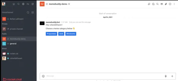 پیام‌های تعاملی در راکت چت