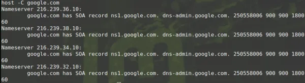 یافتن رکورد SOA با دستور Host در لینوکس