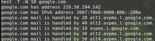تعیین زمان انتظار کوئری ها توسط دستور Host در لینوکس