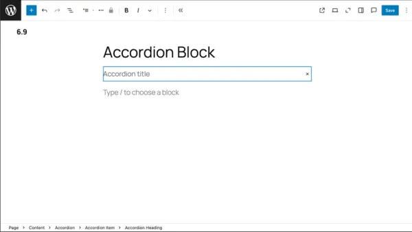 بلوک آکاردئون در وردپرس 6.9