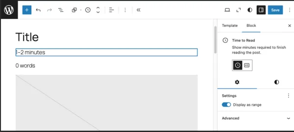 بلوک‌های مدت زمان مطالعه و تعداد کلمات در وردپرس 6.9
