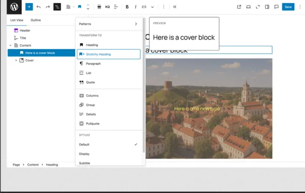 بلوک‌های متنی کشویی در وردپرس 6.9