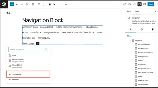 ایجاد پیش نویس صفحه در ویرایشگر گوتنبرگ وردپرس 6.9