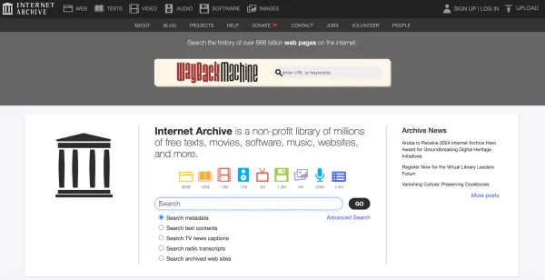 منبع داده رایگان Wayback Machine