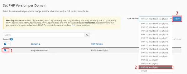 تاثیر نسخه php روی ارور 500 المنتور