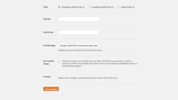 خطای reCAPTCHA در وردپرس