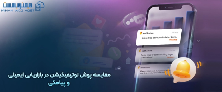 مقایسه پوش نوتیفیکیشن در بازاریابی ایمیلی و پیامکی